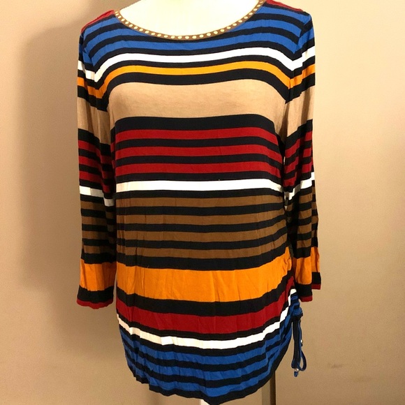 Ruby Rd. Colorful Striped Tunic Top - Picture 2 of 5